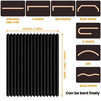 JILRON Accordion-Style Room Divider with Ceiling Track - Foldable Partition Curtain, Easy Installation(Black 100" W x 84" L-Pack of 1)