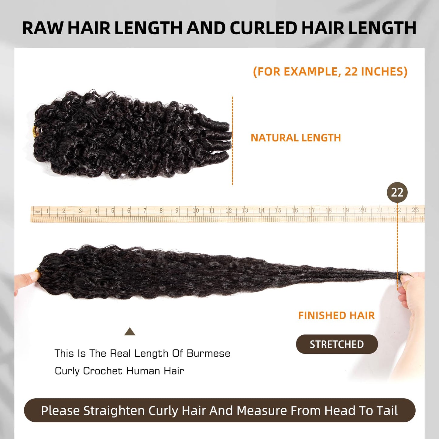 Burmese Curly Human Hair Crochet Bundles 20 Inch 60g Knotless Pre-Separated Feather Crochet Human Hair 3c4a Water Curly Hair Reusable Hair Extensions for Women Natural Black Color (1B-60G, 20 Inch)