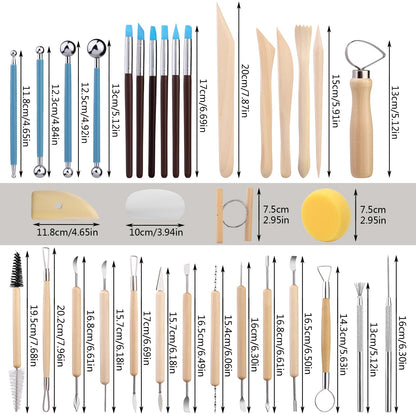 Clay Tools Kit, Pottery Tools, Polymer Clay Tools, Clay Sculpting Tools with Dotting Tools, Modeling Clay for Modeling, Smoothing, Cleaning, Carving, Shaping, and Sculpting