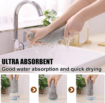 24 Pack (10 10 Inches, Homaxy Kitchen Dish Cloths x Grey), Super Soft and Absorbent Coral Velvet Dish Towels, Nonstick