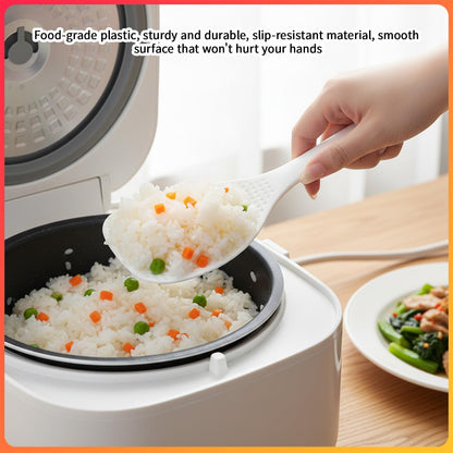2 Pcs Rice Paddle Spoon, 7.5 Inch White Plastic Non-Stick Rices Paddle Rice Serving Spoon Server Spatula Scooper Kitchen Cooking Utensil for Serving Electric Rices Cooker Grains Potatoes Cooking