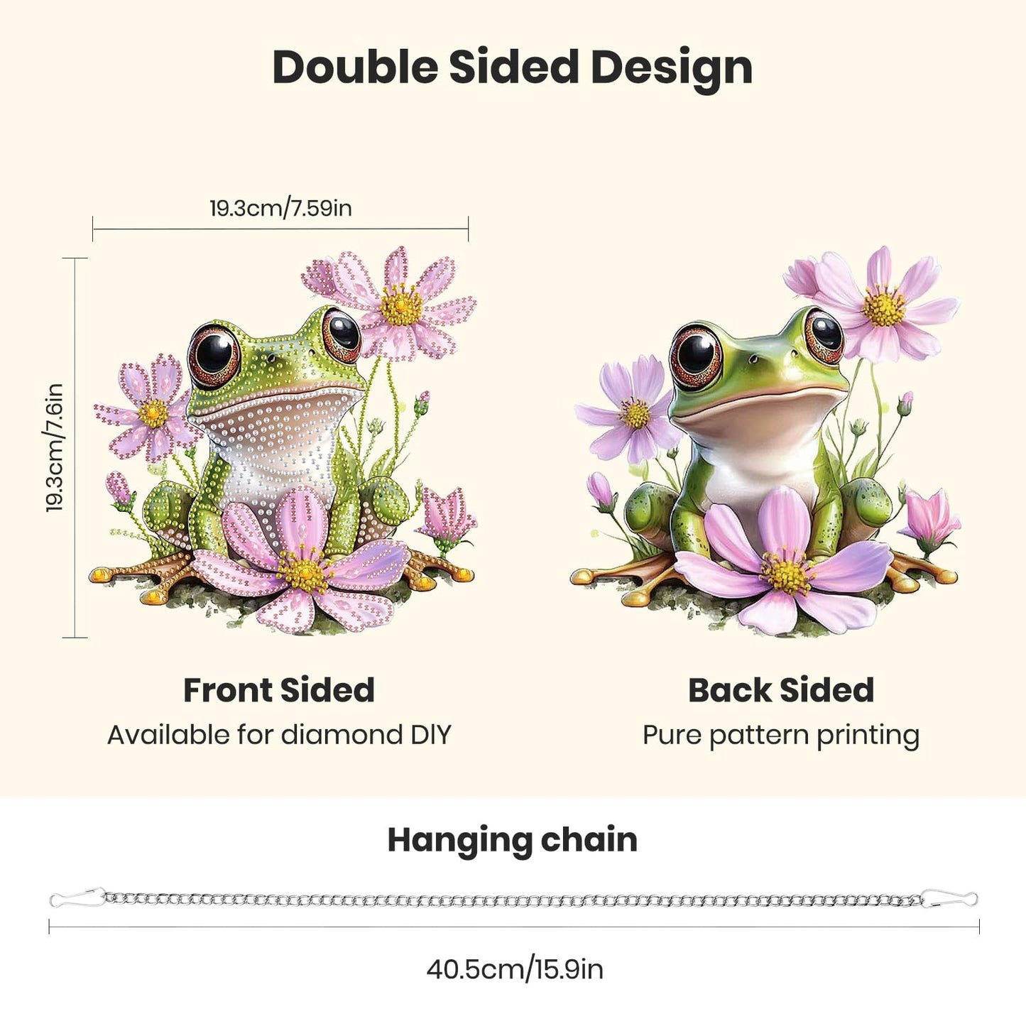 Hanging Diamond Art Kits for Adults Beginners, Frog Flower Diamond Painting Pendant Kit, DIY Acrylic 5D Special Shaped Crystal Diamond Gem Art Painting Hanging Ornament for Home Wall Decor and Gift