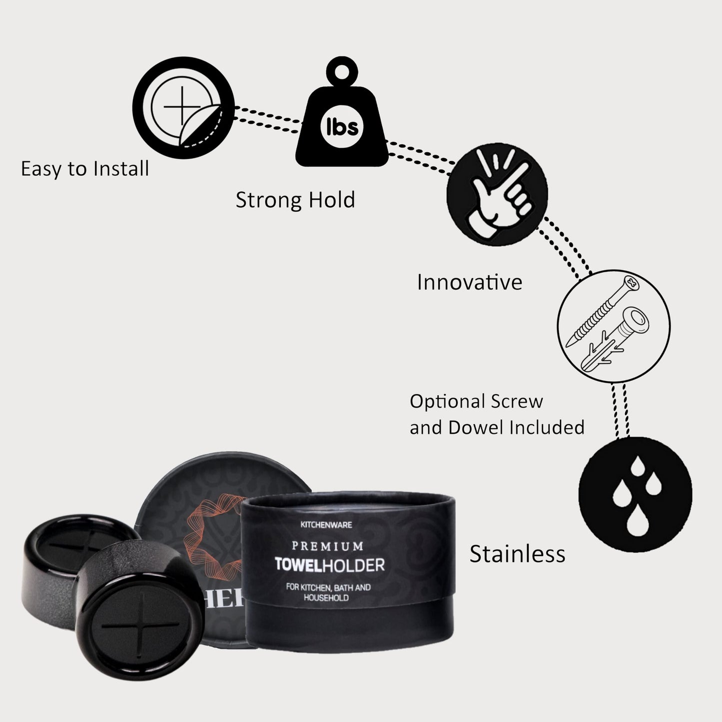 HEFA Towel Hooks, Towel Holder, Dish Towel Holder, Kitchen Organization, Kitchen Towel Hook, Kitchen Towel Holder, Hand Towel Holder, Kitchen Gadgets, Kitchen Essentials, Bathroom Accessories, 4 Pack