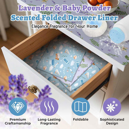 12 Closet, STRN Drawer Liners for Dresser, Lavender & Baby Powder Scented Fragrant Drawer Liner Sheets, Non-Adhesive