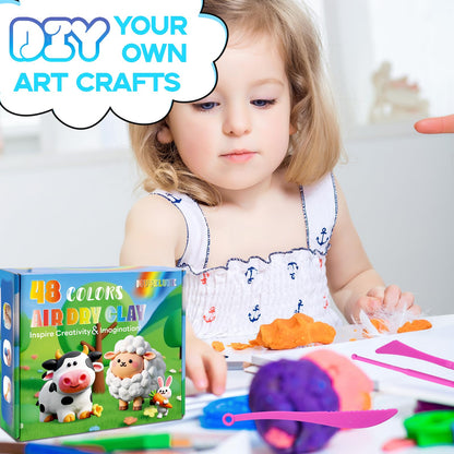 MuseLuxe Air Dry Clay - 48 Colors Modeling Clay Kit with 3 Sculpting Tools,Safe & Non-Toxic,DIY Magic Gifts Toys for Boys,Girls,Kids