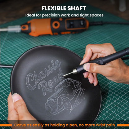 HARDELL 180W Corded Rotary Tool Kit 6 Variable Speeds with Flex Shaft, Chainsaw Sharpener, 8000-35000RPM 153pcs Accessories Kit for Sanding, Polishing, Cutting, Engraving,Carving, DIY Crafts