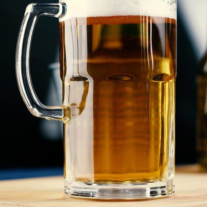 BaveL Style Extra Large Beer Mug, 34 Ounce Glass Mug with Handle, One Liter German Beer Stein