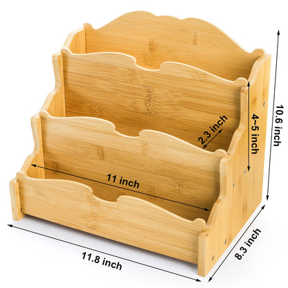 yarlung Bamboo Greeting Card Display Stand, 3 Tier Card Holder Sticker Display Postcard Stand for Craft Show, Vendors, Retail Counter, Bookcase, Brochure Holder