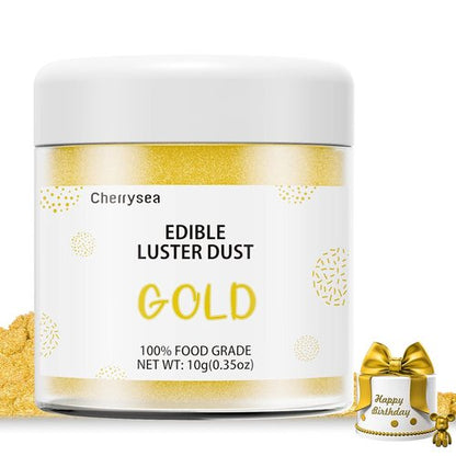 Cherrysea Gold Edible Luster Dust - Tasteless Food-Grade Baking Powder | 10 Grams for Cakes & Cupcakes