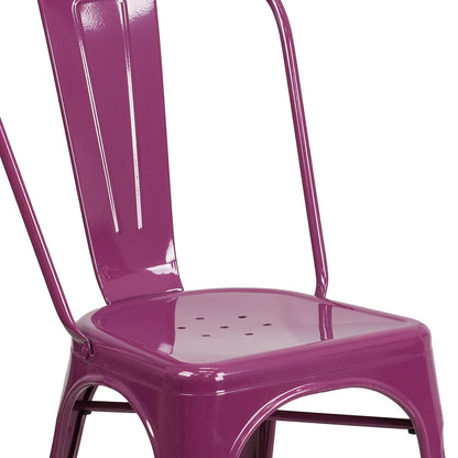 Flash Furniture Blake Commercial Grade 4 Pack Purple Metal Indoor-Outdoor Stackable Chair