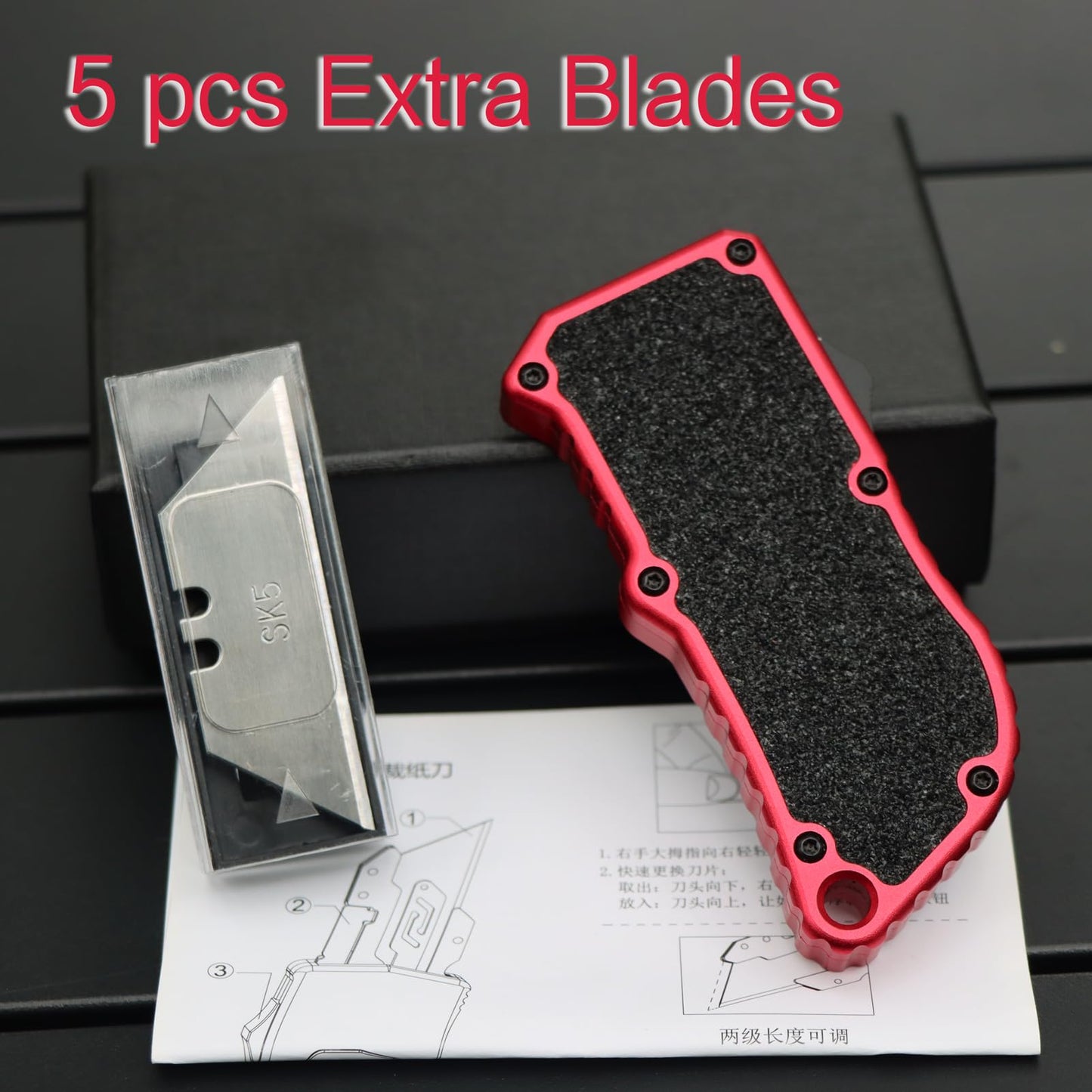 TENCHILON TU37 Aluminium Alloy Pocket Knife with Clip Small EDC Telescopic Retractable Box Cutter Precision Craft Utility Knives For Office Home Arts (Black)