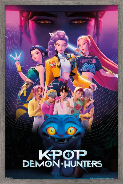 Netflix KPop Demon Hunters Wall Poster - Framed Barnwood Design, 34L x 22.4W