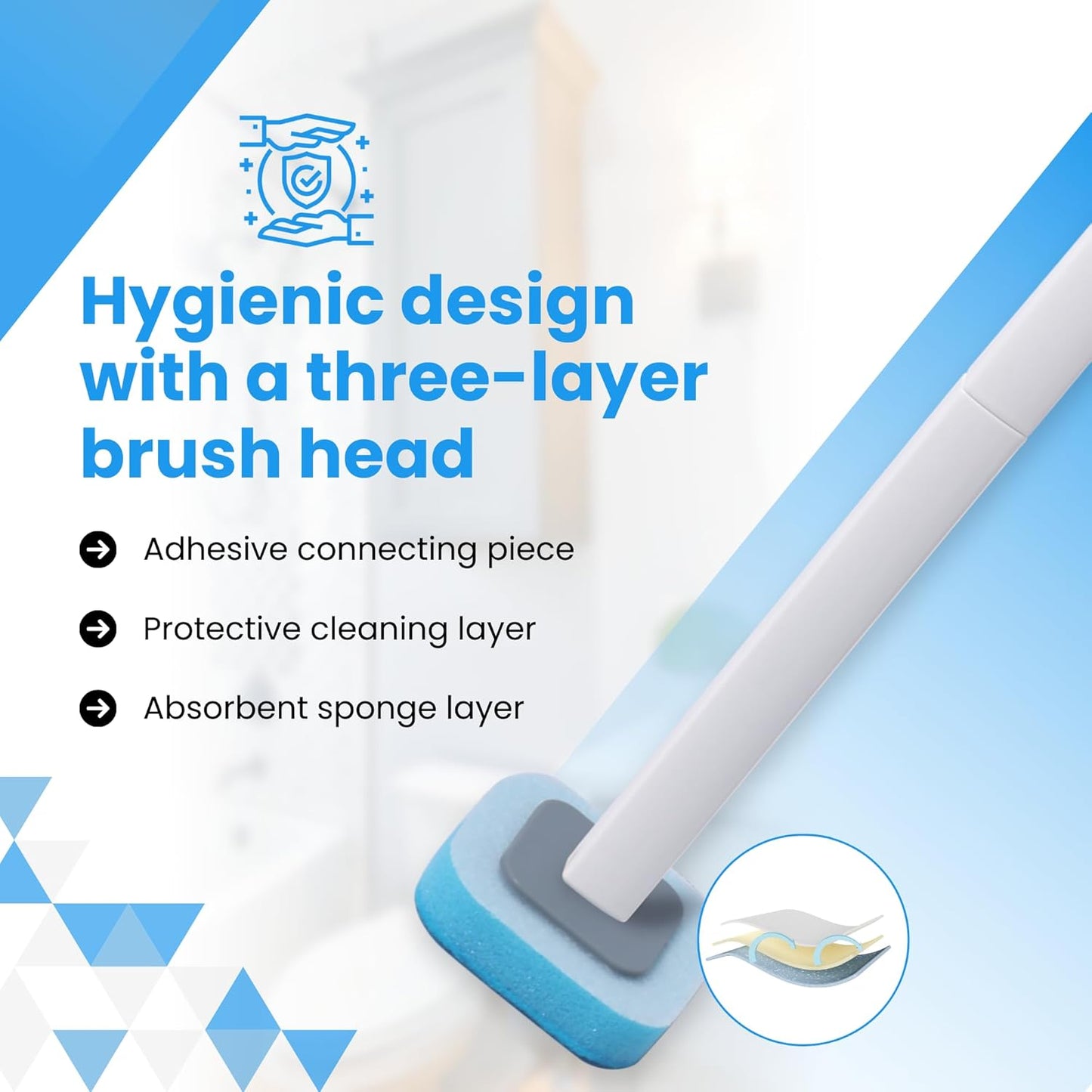WizardFlush Toilet Brush - Disposable Toilet Bowl-Cleaner for Bathroom - Scrub Brush for Toilet - Space Saving