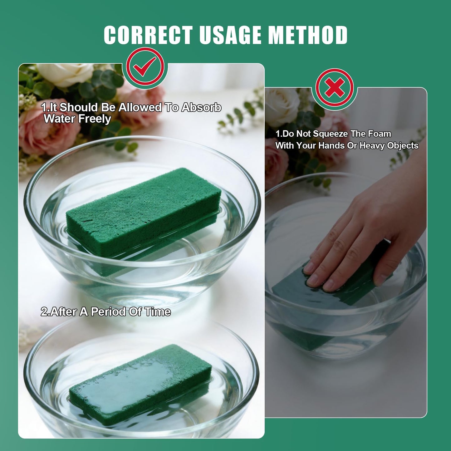 Joanolga 18 Packs Floral Foam Blocks, (7.8” L x 3.5” W x 2.4” H), Dry and Wet Green Flower Foam Block for Fresh & Artificial Flowers, Arrangements, Wedding, Birthdays, Garden Decorations