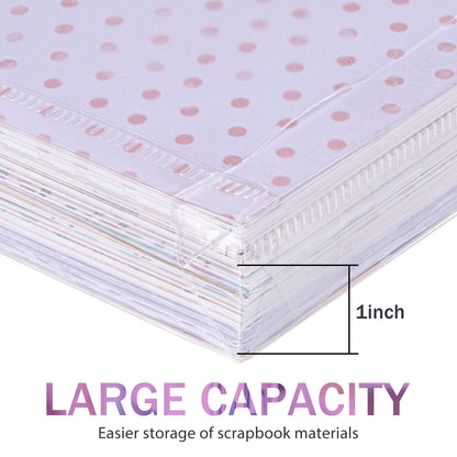 Henoyso 12 Pcs 12 x 12 Scrapbook Paper Storage Organizer Top Loading Plastic Craft Paper Holder Storage Organization for Holding Scrapbook Vinyl Files Photos, Clear
