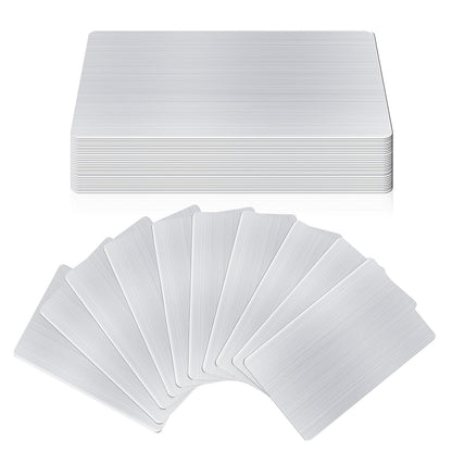 AOKLIT 30 pcs 304 Stainless Steel Metal Business Cards Blanks, 3.4 x 2.1 Inch Thickness 0.5 mm Metal Card Laser Engraving Steel Plates for Business House Customer DIY Gift