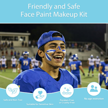 Pintada 42 Color Face Painting Kit for Party - Non Toxic Water Activated Face Paint Palette With Stencils, Brush, Gems. For Carnival, Halloween, Costume Makeup and Festivals & Events
