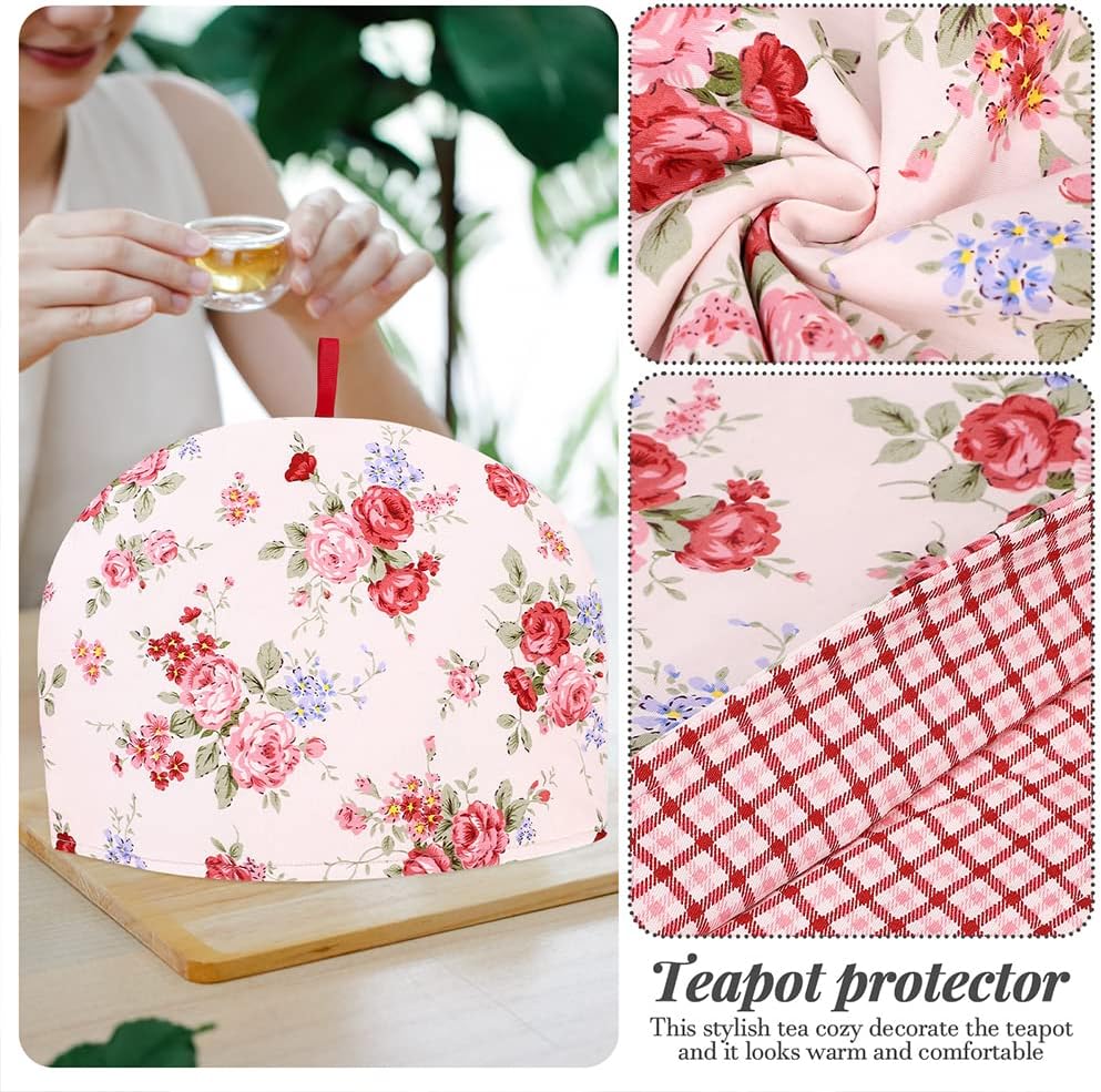 LUOZZY 2pcs Cotton Tea Cozy Pot Cover, Insulated Kettle Cover, 35 * 25cm - Pink