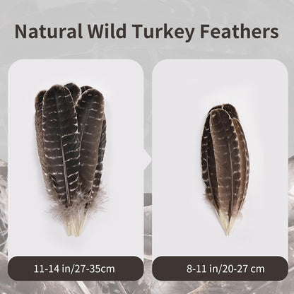 Natural Turkey Feathers, 30pcs 8-11 inch (20-27cm) Bulk Feathers for DIY Jewelry Hat Wedding Home Party Dream Catcher Supplies