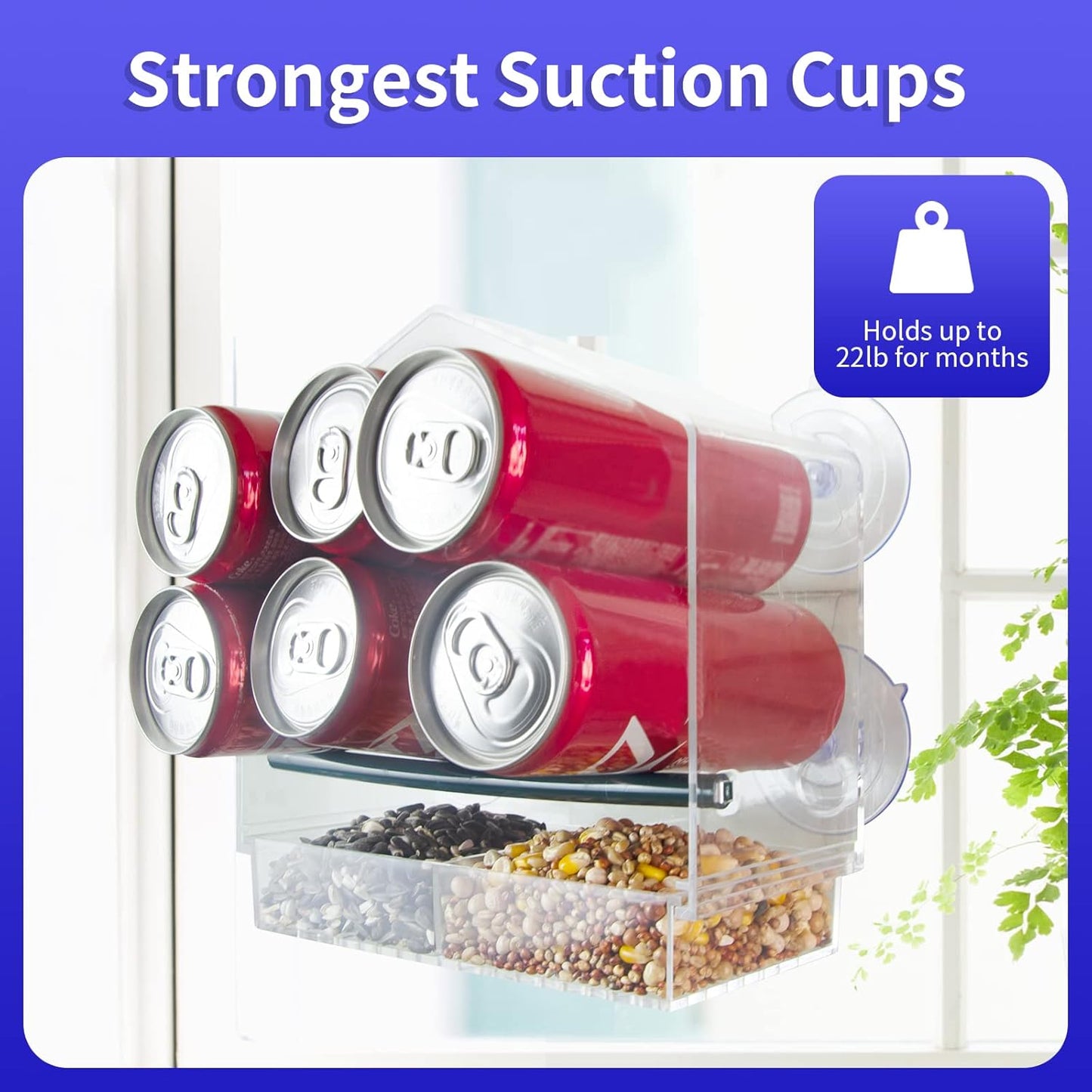 Window Bird Feeder with 4 Extra Strong Suction Cups, Large Outdoor Bird House for Cardinals and Bluebirds