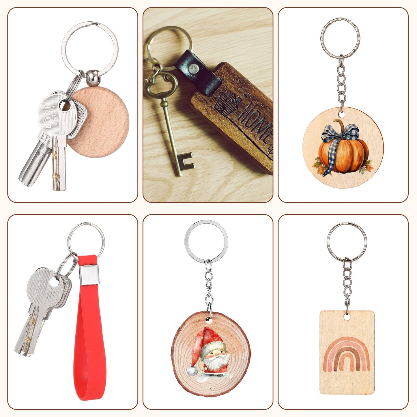 Tondiamo 122 Pcs Laser Engraving Blanks Keychains Bulk Laser Cutting Engraving Materials Accessories Including Wood, Stainless Steel, Acrylic, PU Leather, Silicone and Marking Paper Tape for Laser