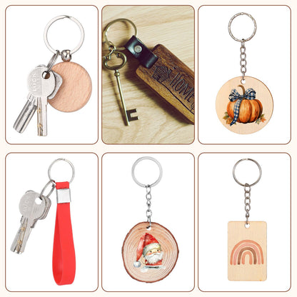 Tondiamo 122 Pcs Laser Engraving Blanks Keychains Bulk Laser Cutting Engraving Materials Accessories Including Wood, Stainless Steel, Acrylic, PU Leather, Silicone and Marking Paper Tape for Laser