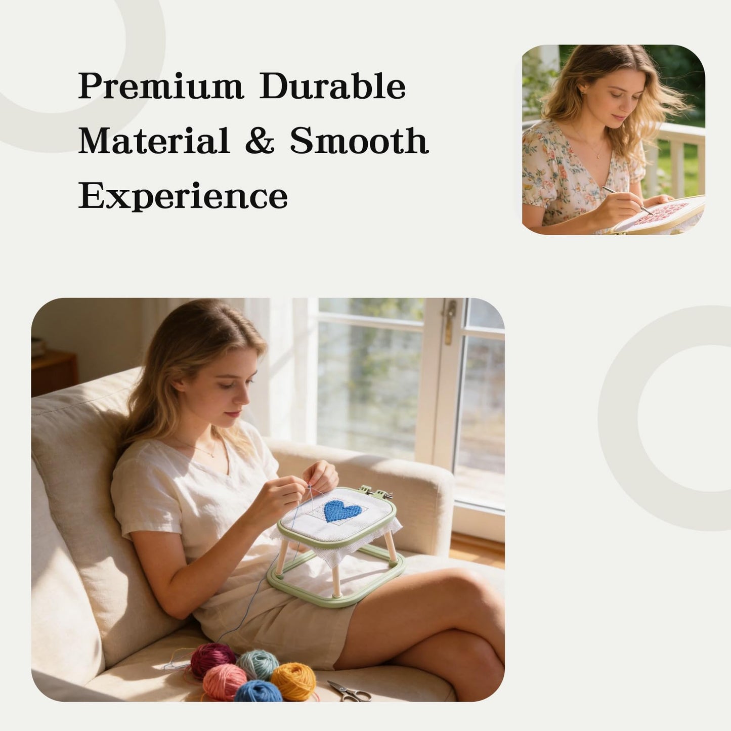 Multi-Functional Double Embroidery Stand, Portable Embroidery Stand for Cross Stitch, Needlework & Quilting, Suitable for Tabletop or Lap Use, Green