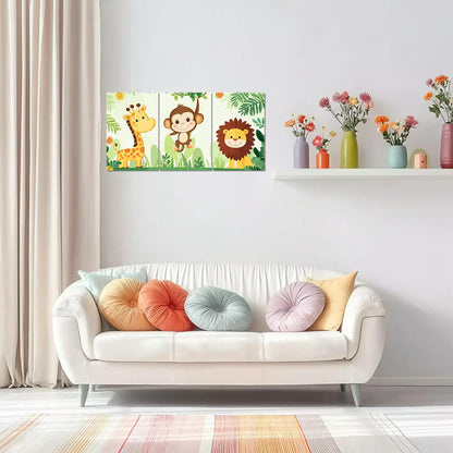 3 Piece Paint by Numbers Kit for Kids Easy Kid Paint by Number Kits Ages 8-12 Animal DIY Painting Kits for Kids Age 4-8 Beginner Paint by Number Canvas with Frame Children Color by Numbers Kit 8x12 In