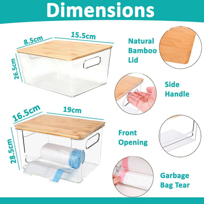 Four Flowers 2 Pack Trash Bag Holder Dispenser for Kitchen, Laundry Room Trash Bag Holder, Acrylic Trash Bag Dispenser