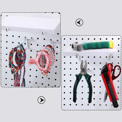 Hotop Pegboard Shelf Hooks Metal Pegboard Shelf Brackets Kit 1/8, 3/16 Peg Board Organizer Accessories Shelves and Baskets Brackets Storage Rack for Art Craft Room, Kitchen, Office(8 Pieces,6 Inch)