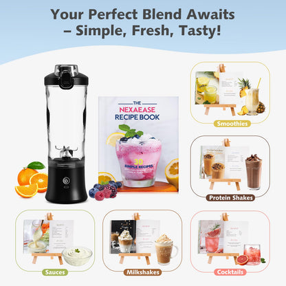 Portable Blender for Shakes and Smoothies- Personal Juicer 20 OZ Electric Protein Shaker Bottle with Insulated Sleeve, USB-C Rechargeable,Travel Lid-Small Blender Cup for Kitchen, Office, Gym,Travel