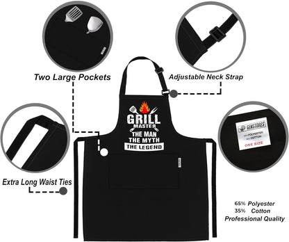 GENSTORES Funny Grilling Aprons for Men with Pockets BBQ Novelty Cooking Apron for Son Grandad Christmas Fathers Day