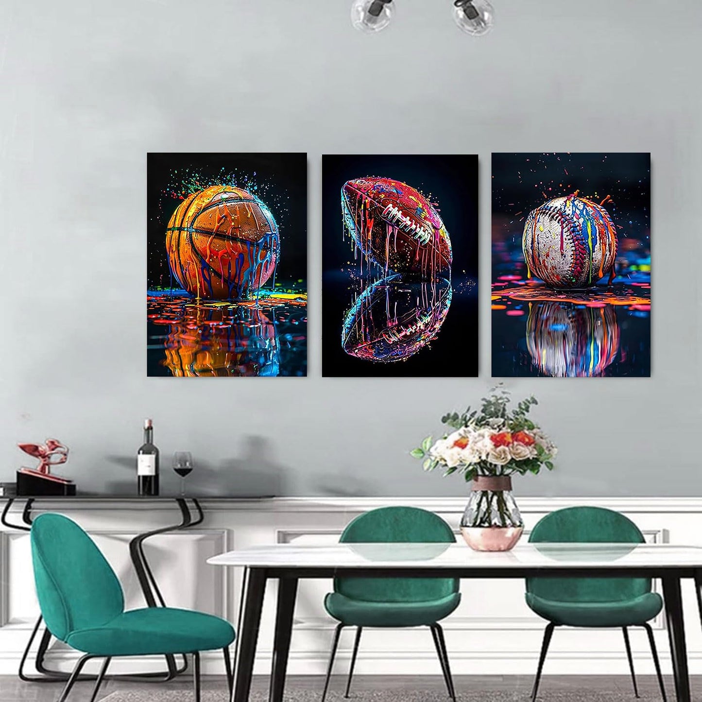 YOLENIX Square Diamond Art Kits for Adults, 3 Pack Graffiti Ball Diamond Painting Kits for Beginners, DIY Diamond Dots Ball Games 5D Gem Art Square Drill Painting Kits for Home Wall Decor 12x16 inch