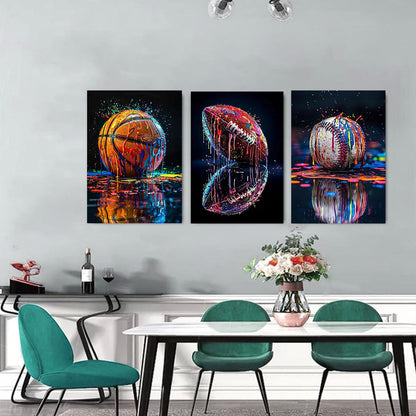 YOLENIX Square Diamond Art Kits for Adults, 3 Pack Graffiti Ball Diamond Painting Kits for Beginners, DIY Diamond Dots Ball Games 5D Gem Art Square Drill Painting Kits for Home Wall Decor 12x16 inch