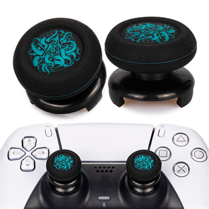 Playrealm FPS Thumbstick Extender & Printing Rubber Silicone Grip Cover 2 Sets for PS5 Dualsenese & PS4 Controller (Deep Sea Demon Tentacle)