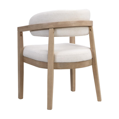 Christopher Knight Home Set of 2 Lanford Fabric Upholstered Dining Chairs, Curved Backrest Kitchen Side Chair, Soft Padded Seat&Back Cushion, Solid Wood Armchair, Ergonomic Extra Seat,Beige+Light Ash