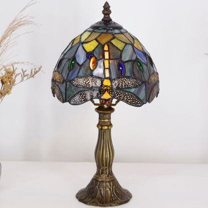 TCODTPOL Table Lamp Base Replacement Only, Wide 4 Height 15 Inch, Fit for 6, 8, 10 Inch Tiffany Style Stained Glass Lampshade, Dark Bronze Finish,Resin, Push Switch On Cord(B (W4H15 Inch))