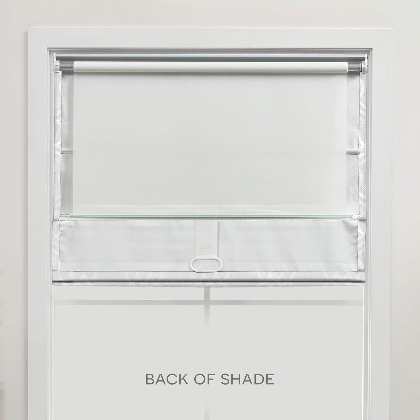 Exclusive Home Prague Trellis 100% Blackout Polyester Roman Shade, 31"x64", Color White