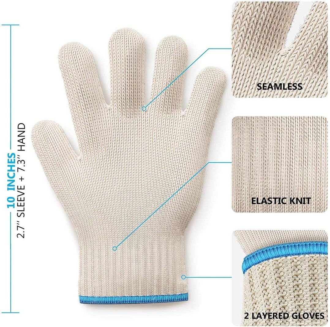 Heat Resistant Oven Gloves with Fingers - 3 Pairs Cotton Kitchen Pot Holders