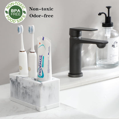 rejomiik Toothbrush Holders for Bathroom Countertop, 3 Slots Electric Tooth Brushing Storage Organizer for Toiletries,