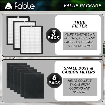 A Fable ProHEPA 9000 Replacement Filters 3 Pack Including 6 Carbon Pre Filters Compatible with Veva Pro 9000 Air Purifiers