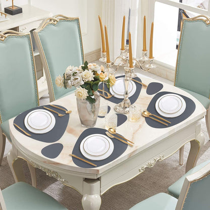 Set, 2 Placemats+2 Faux Leather Placemats and Coasters Round Leather for Dinner Table Mats Heat Resistant Non-Slip