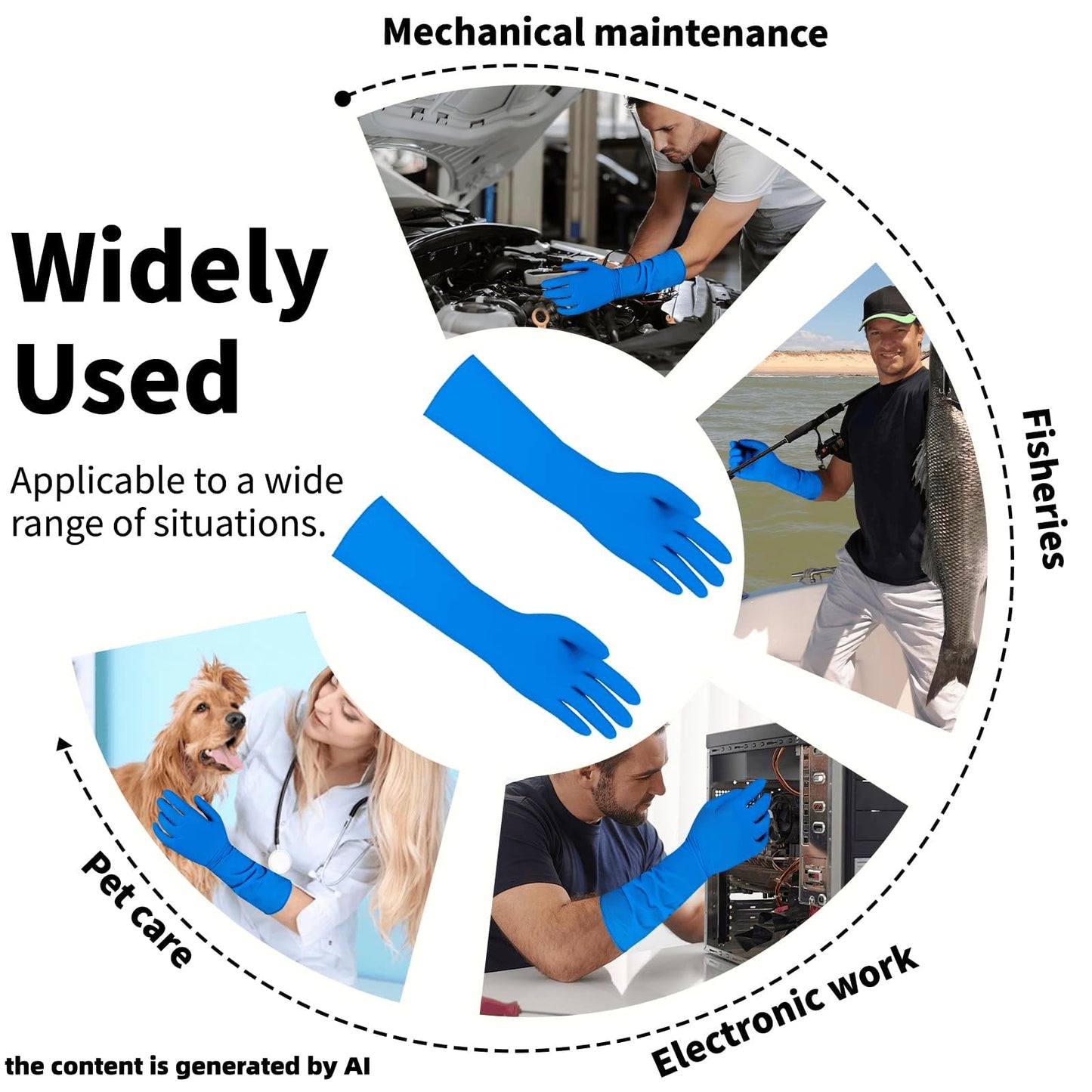 JINGLIKANG 16inch Nitrile Disposable Gloves Long Sleeves Blue 6mil Durable Waterproof 20PCS Clean Dishwashing White Medium Size (20, Blue, M)