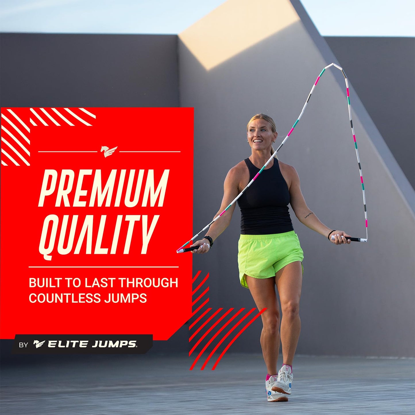 Elite Jumps - Heavy Beaded Jump Rope - 6.5oz Weighted Jump Rope for Women - Durable & Heavy Resistance - 10ft Long Adjustable Rope - Tangle-Free - Shatterproof 2” Beads - Long 8” Handles