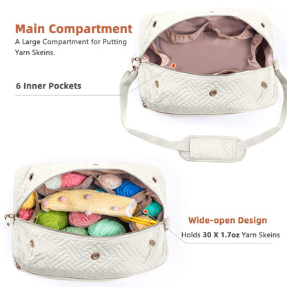 MYBAGZING Crochet Bag Organizer - Knitting Bag - Yarn Storage Organizer - Yarn Bag for Crocheting - Yarn Holder for Crochet Accessories, Crocheting & Knitting Gifts