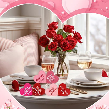 Landical 6 Pcs Galentines Day Decorations Wooden Conversation Hearts Happy Galentine's Day Signs Gifts for Tiered Tray Table Home, Tabletop Centerpiece Decor for Valentines Party Supplies