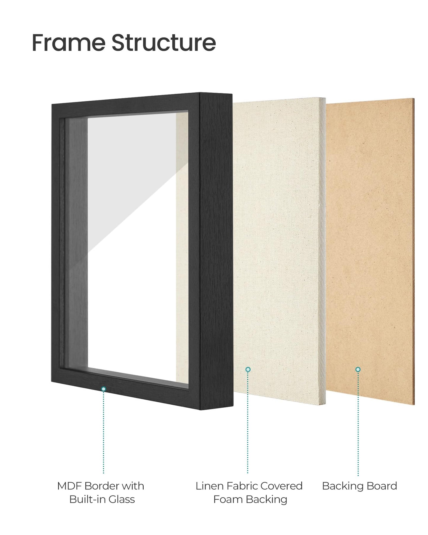 SONGMICS 11x14 Shadow Box Frame, Top Loading Display Case Frame , Glass Front with Top Slot and Push Pins, Linen Fabric Backing for DIY Craft, Gift Idea, Black URPF009B01