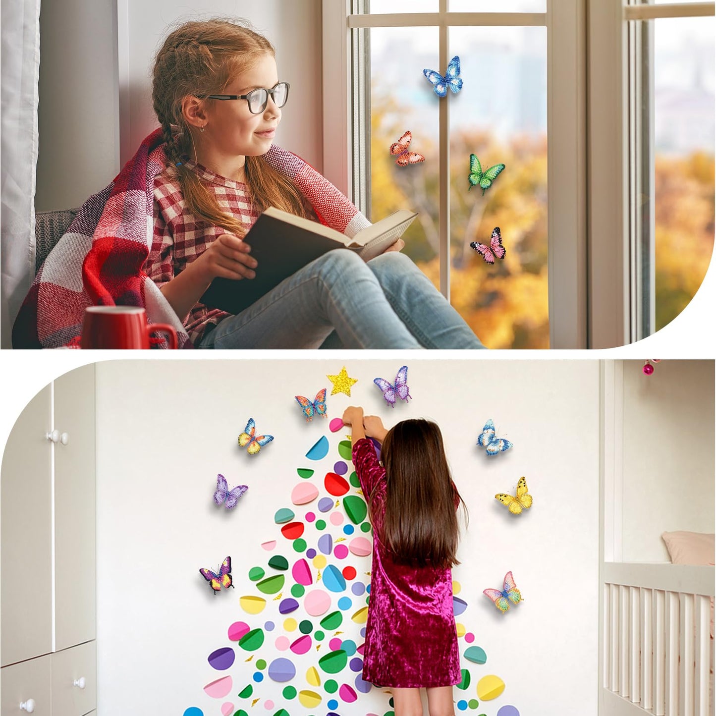 Xuhal 30 Pcs 3D Butterfly Diamond Art Kits for Adults Spring Diamond Painting for Beginner DIY Crafts Gift 5D Rhinestone Gem Art Butterfly Kit with Adhesive Dot for Home Refrigerator Spring Wall Decor
