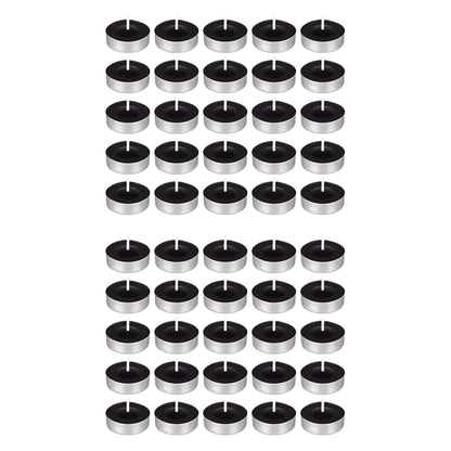 Mega Candles 50 pcs Unscented Black Tea Lights Candles, Pressed Wax Candle 3.5 Hour Burn Time, Home Décor, Wedding Receptions, Occasions, Festivities, Events, Meditations, Spa, Prayers, Vigil