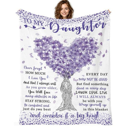 Kitolwo to My Daughter Blanket from Mom Daughters Birthday Gifts Christmas Valentines Day Gift for Daughter to My Daughter's Throw Blanket 50" x 60"（Purple）